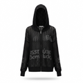Open-Knit Mesh Zip Hoodie