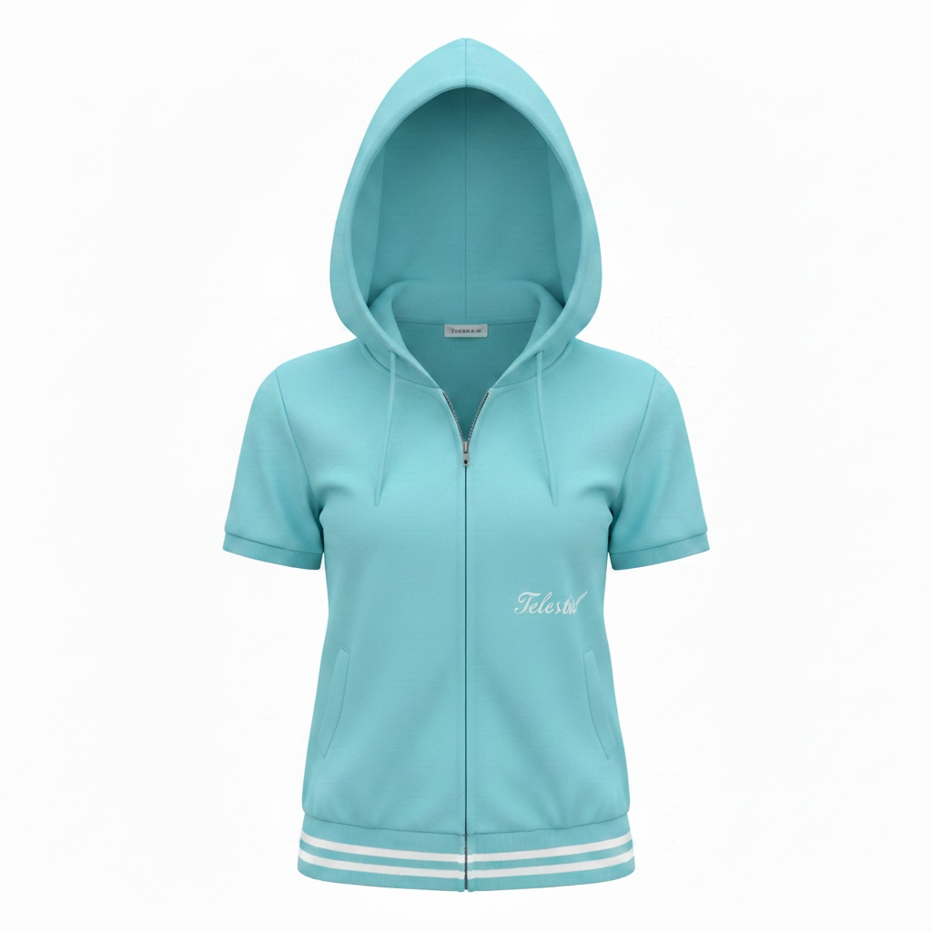 Short-Sleeve Zip-Up Hoodie