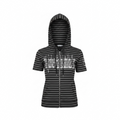 Striped Short-Sleeve Zip-Up Hoodie