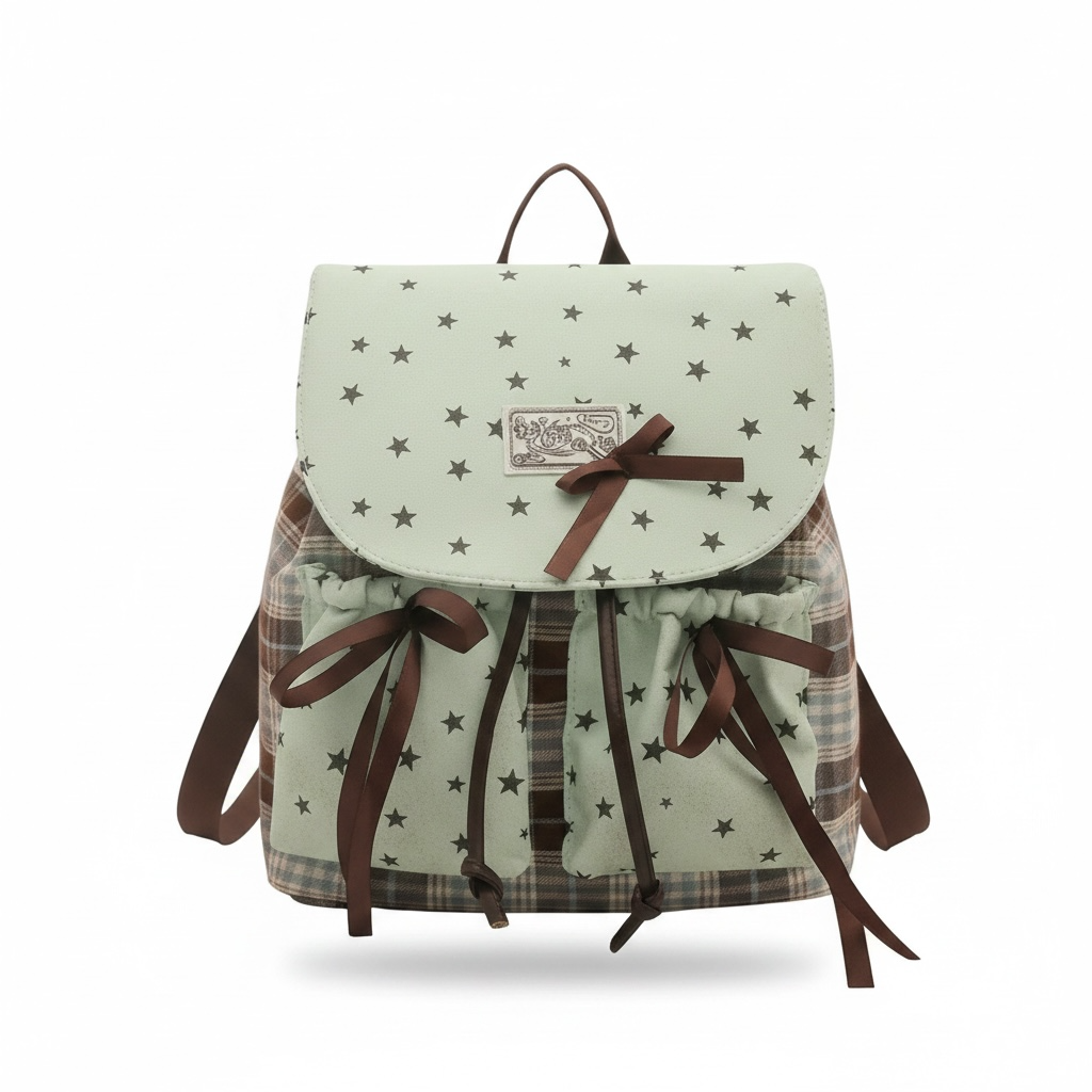 Plaid ribbon backpack