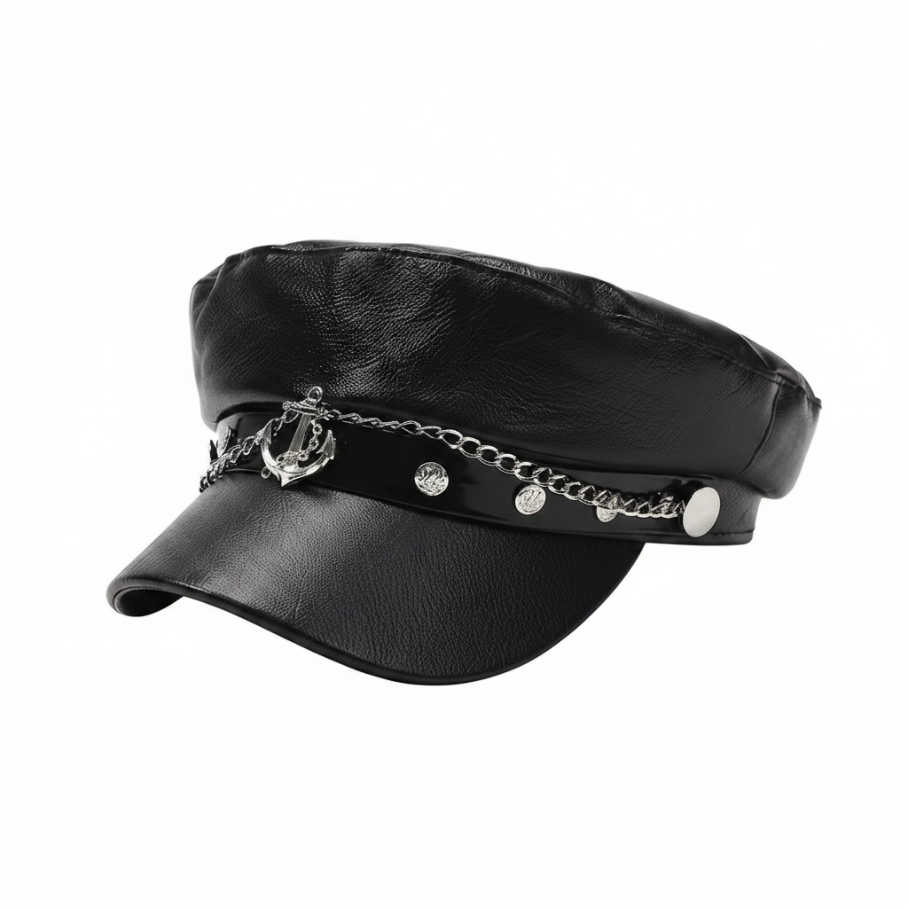 Y2K Leather Baker Boy Cap