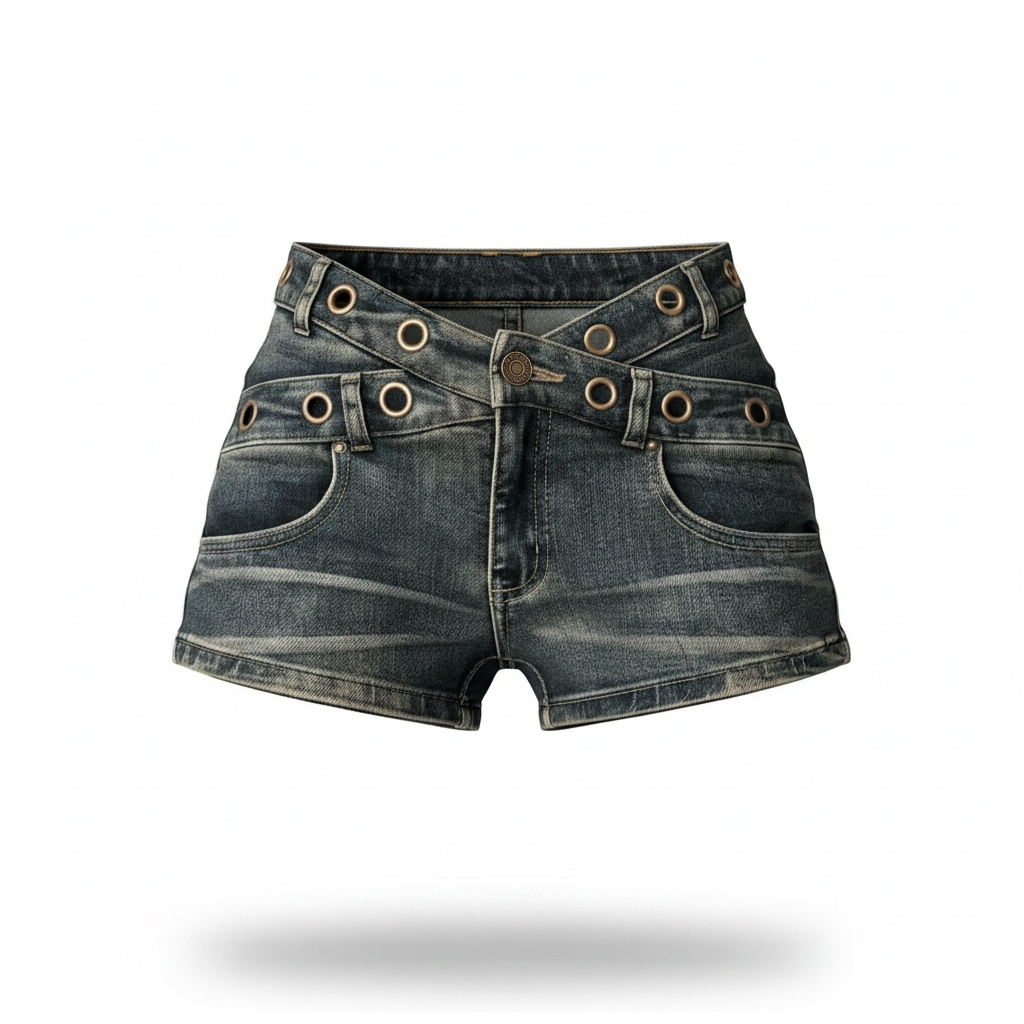 Y2K Crossover Waistband Jean Shorts