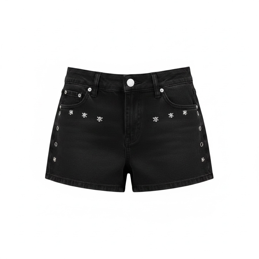 Rhinestone Embellished Jean Shorts