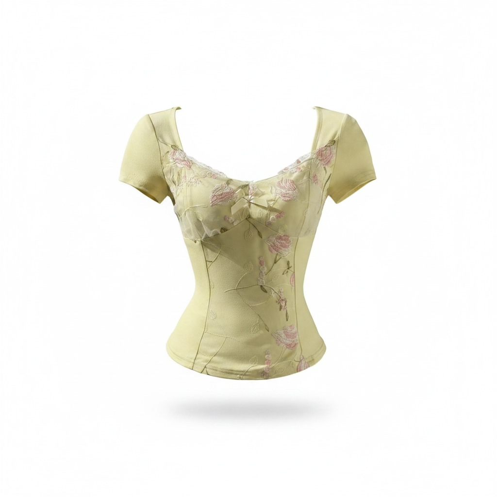 Floral Embroidered Milkmaid Top