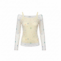 Off-shoulder mesh top