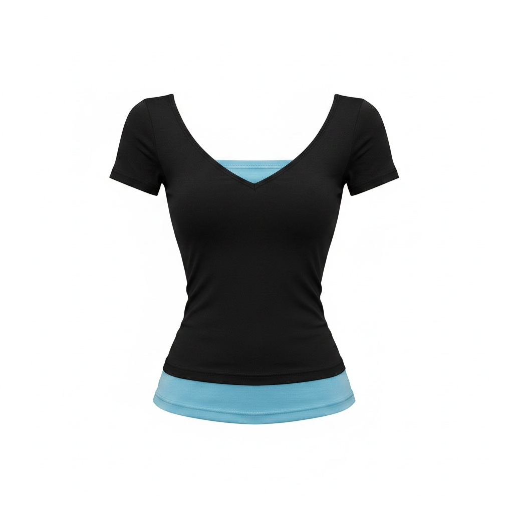 Layered V-neck fitted top